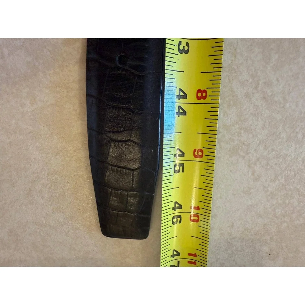 Brighton Men's Black Croc Embossed Leather Belt Size 40 Gold Buckle Made in‎ USA